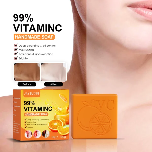 Whitening Soap Bar Cleanser Face & Body Acne-prone Skin Deep Cleansing Oil Control Moisturizing Brighten Vitamin C Handmade Soap - Image 2