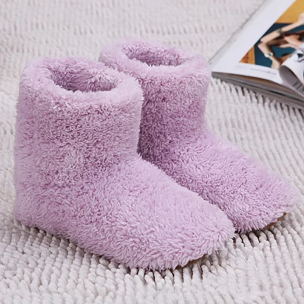 Women Men Rechargeable Foot Warmer Washable USB Heated Shoes Warm Plush Shoes for Winter - Image 3
